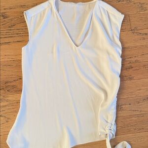 Amanda Uprichard Sleeveless Cream V-Neck Top